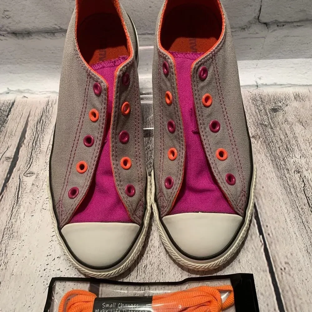 CONVERSE Girl's All Star Grey Double Tongue Sneakers / Size: 2 Junior